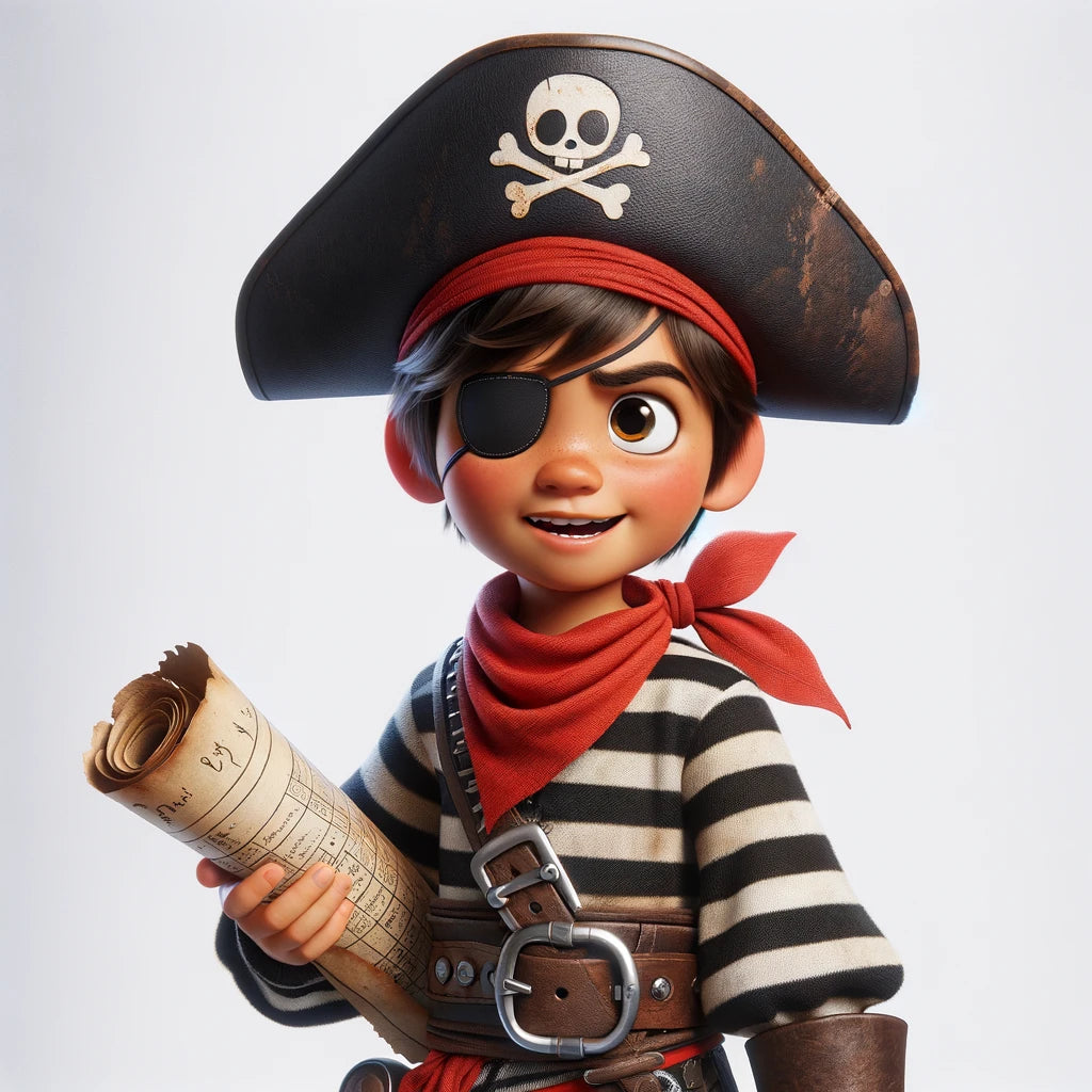 Adventure: child becomes a pirate in his own story